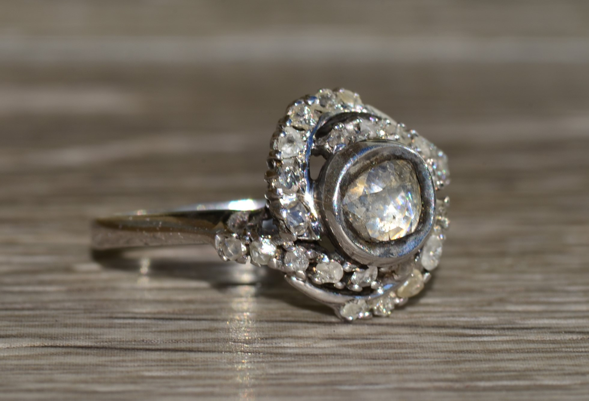 Antique Vintage Classic Round OEC Moissanite Engagement Ring