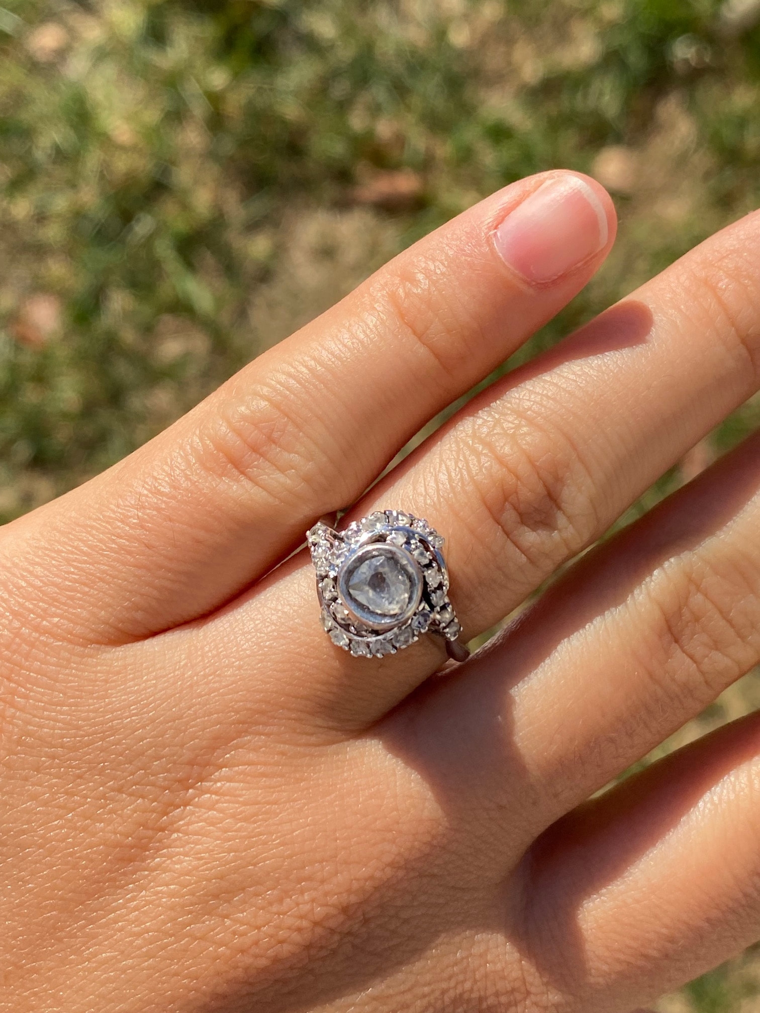 Custom rose cut diamond ring / conflict free diamond / galaxy diamond /  gray diamond / salt and pepper diamond / diamond ring / wedding
