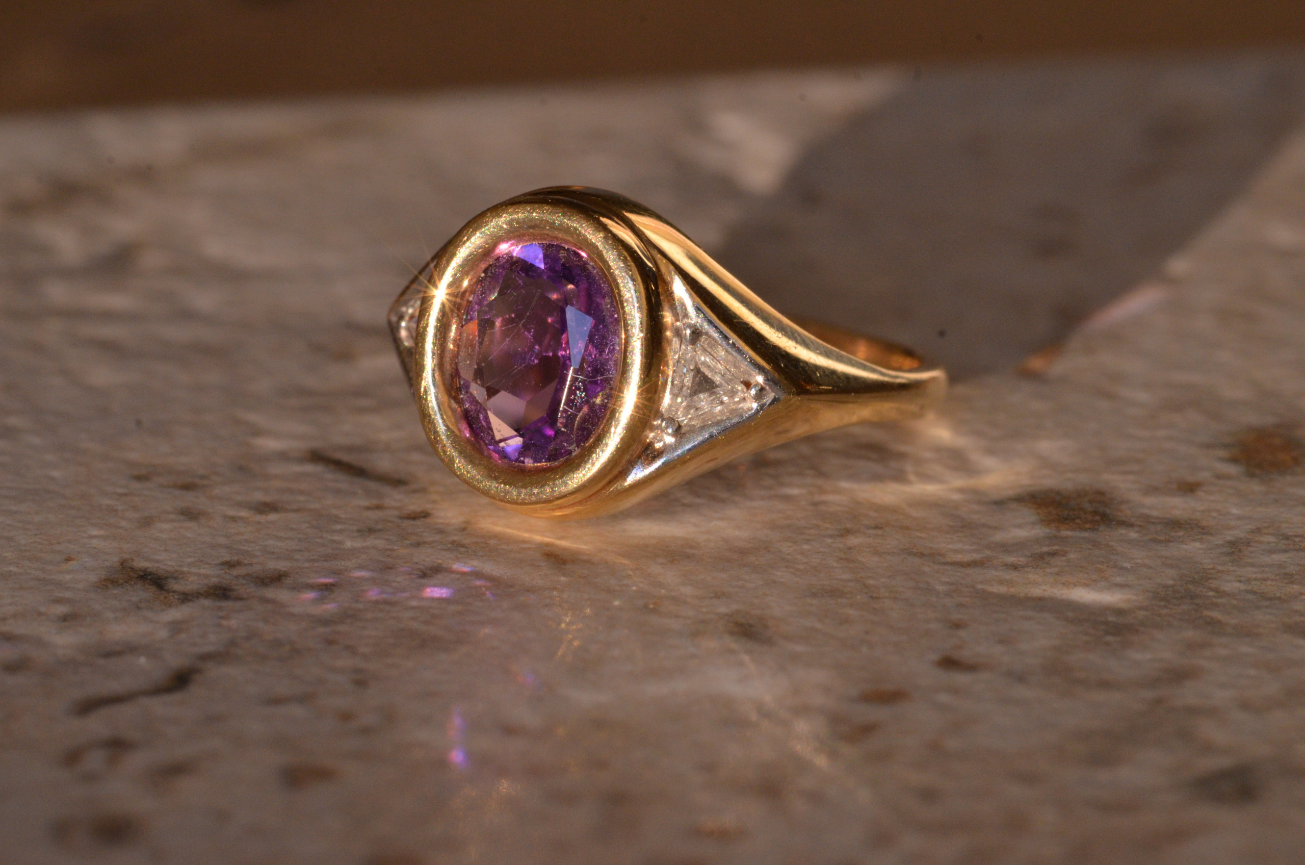 SOLD - The Merritt: Signed Mid-Century Modern Amethyst Ring