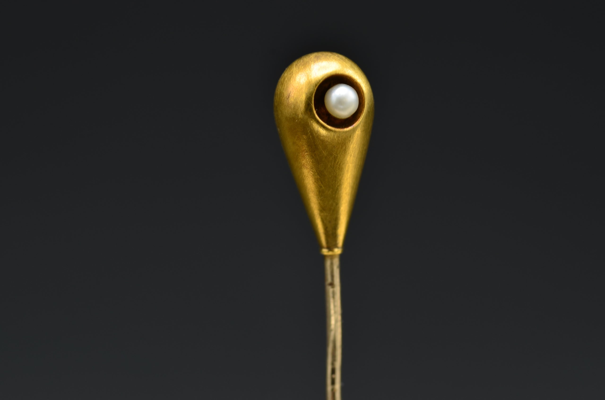 Vintage Pearl Stick Pin 14K Yellow Gold