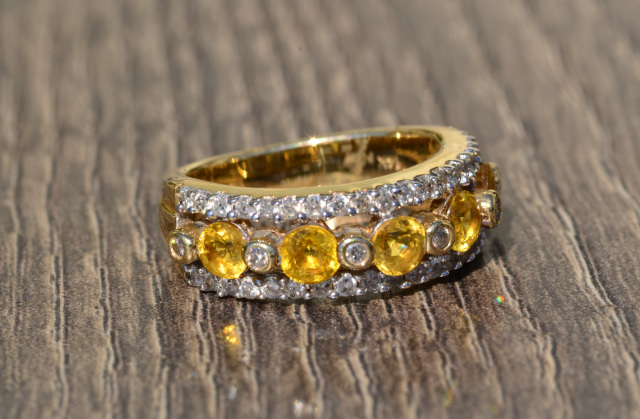 The Sol: Yellow Sapphire and Diamond Stackable Band