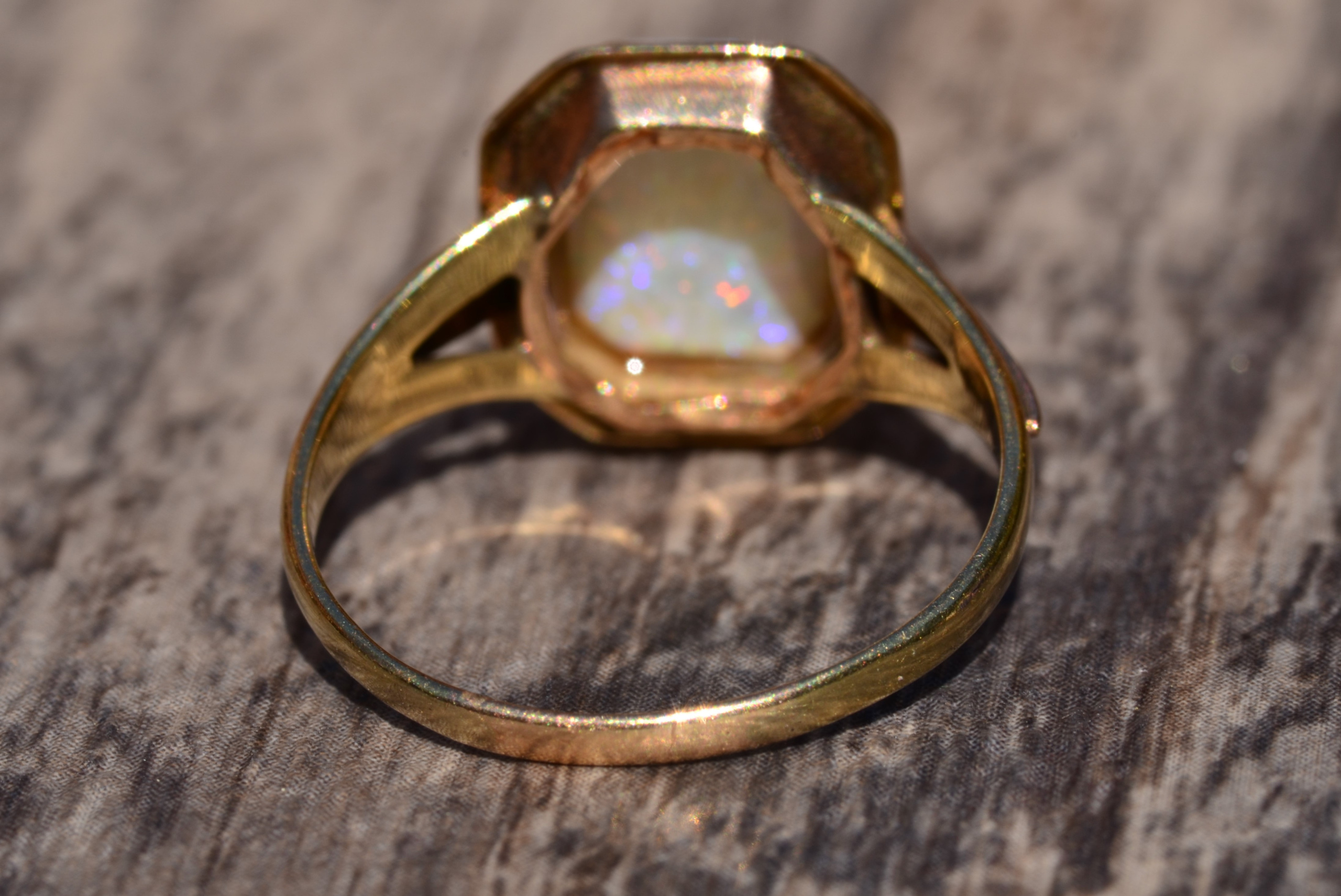 SOLD - The Drumore: Late Art Deco Opal Ring in White and Yellow Gold