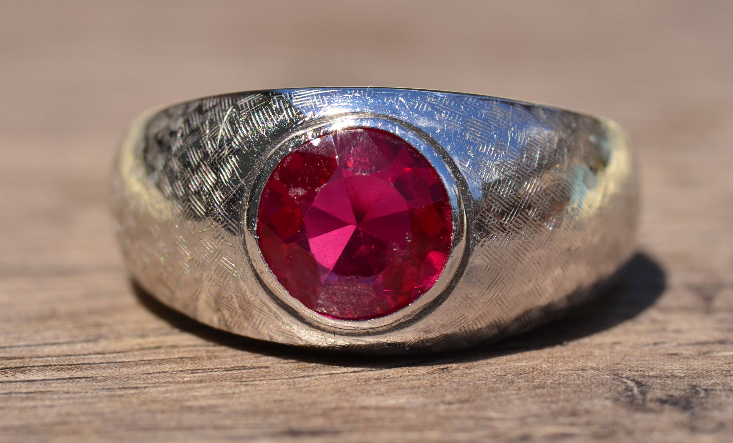SOLD - The Fulton Street: Signed Vintage Lab Grown Ruby Ring