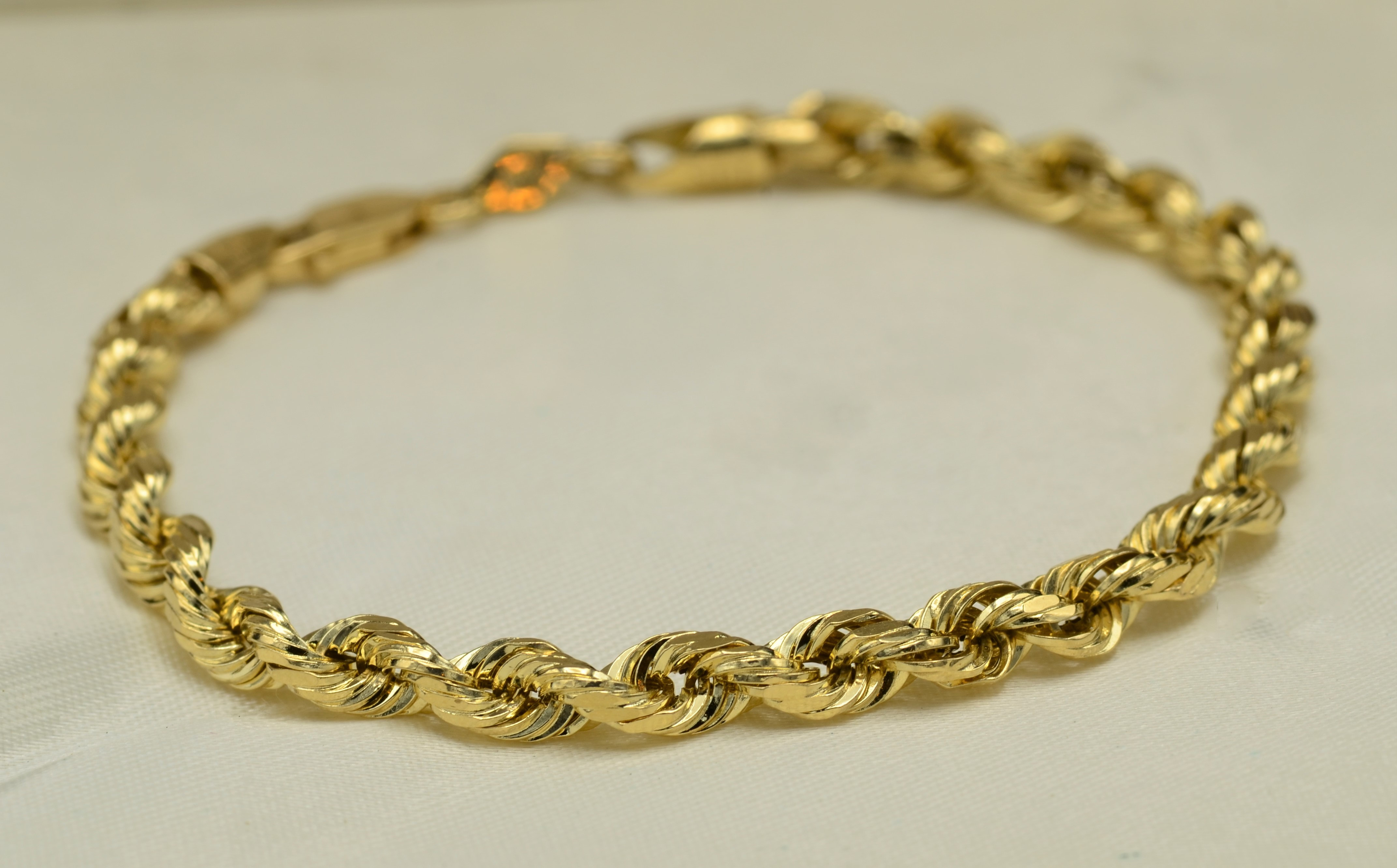 Buy 14k Yellow Or White Gold Solid Diamond Cut Rope Bracelet 8.50 Inch 5mm  Online at SO ICY JEWELRY