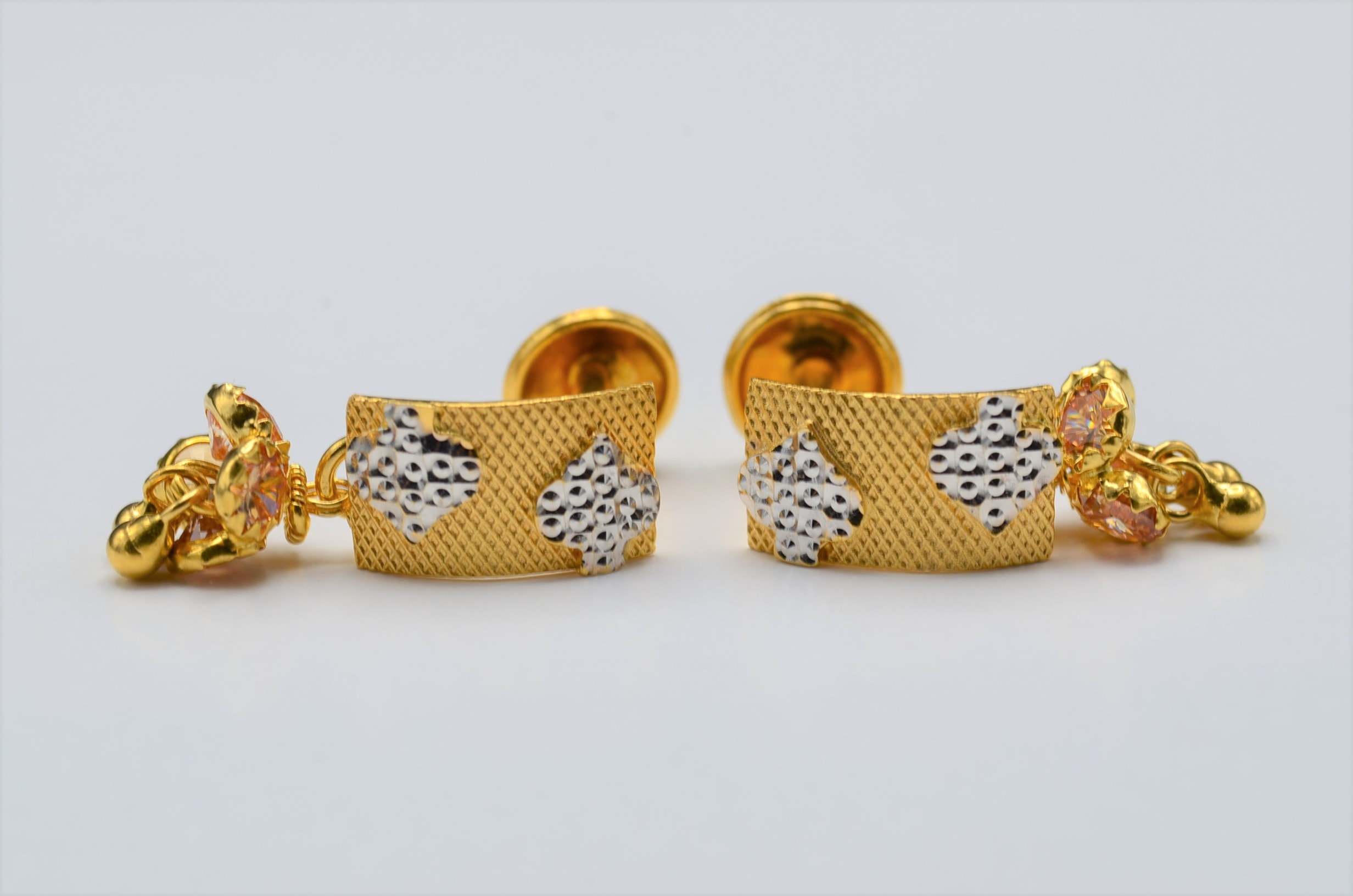 916 Twenty Two Karat (22K) Studded Kids Gold Earrings -Style#09