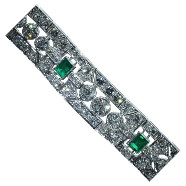 The Daphne: Antique Platinum and diamond bracelet set with Colombian ...