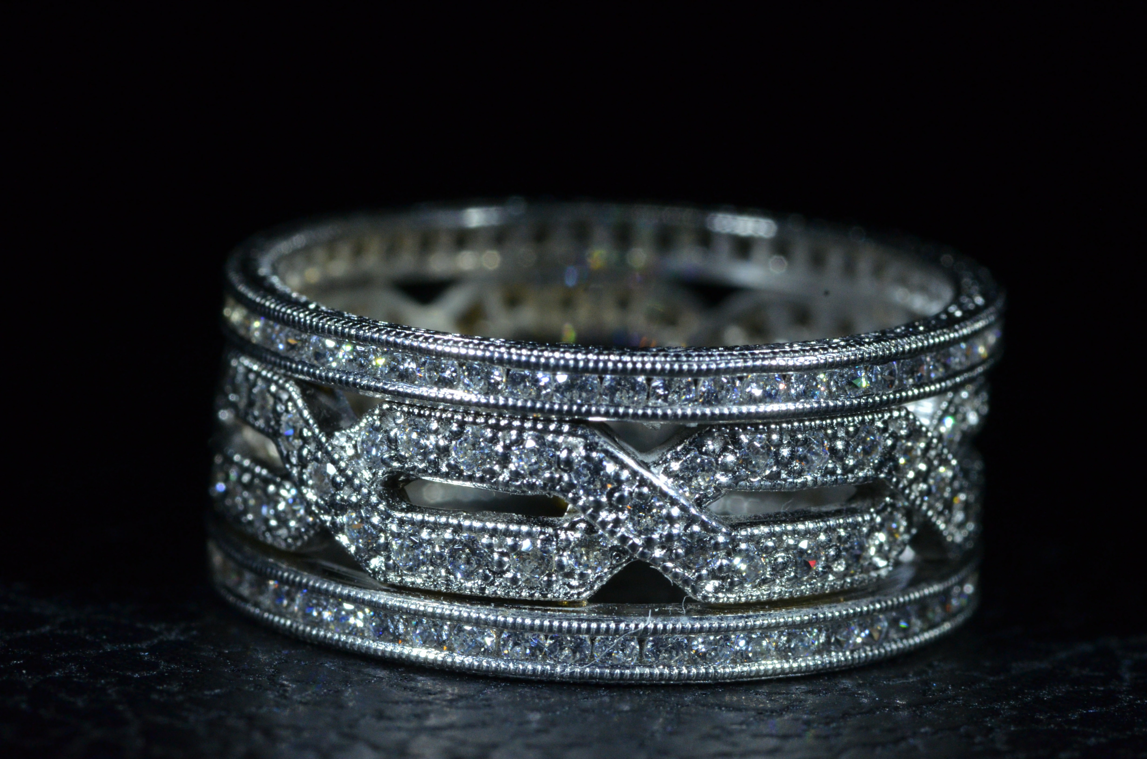 The Amherst: Antique Style Handmade Platinum Eternity Band Set With ...