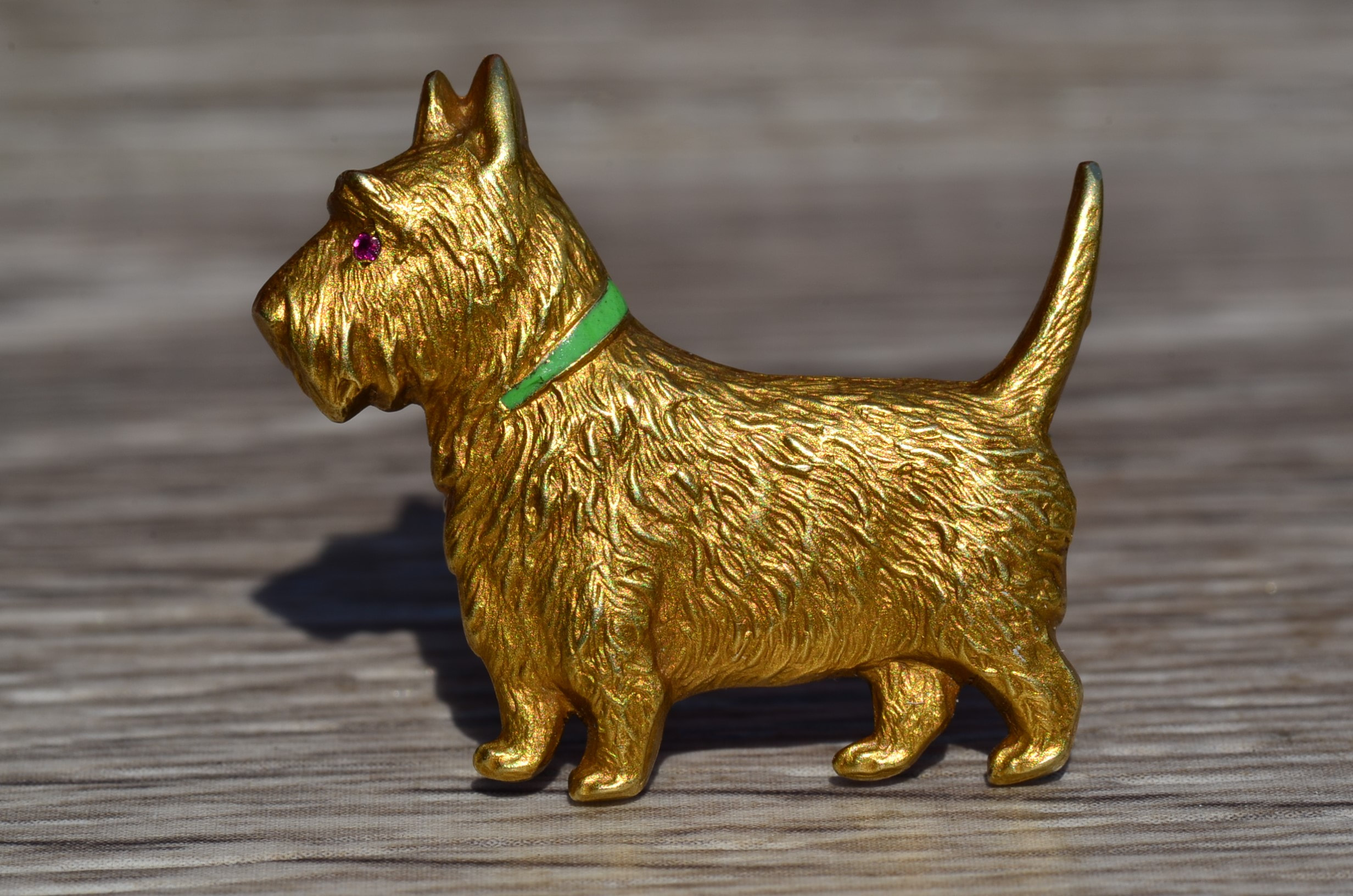 Vintage Brooch Made in U.S.A Green Scottie Dog Pin 