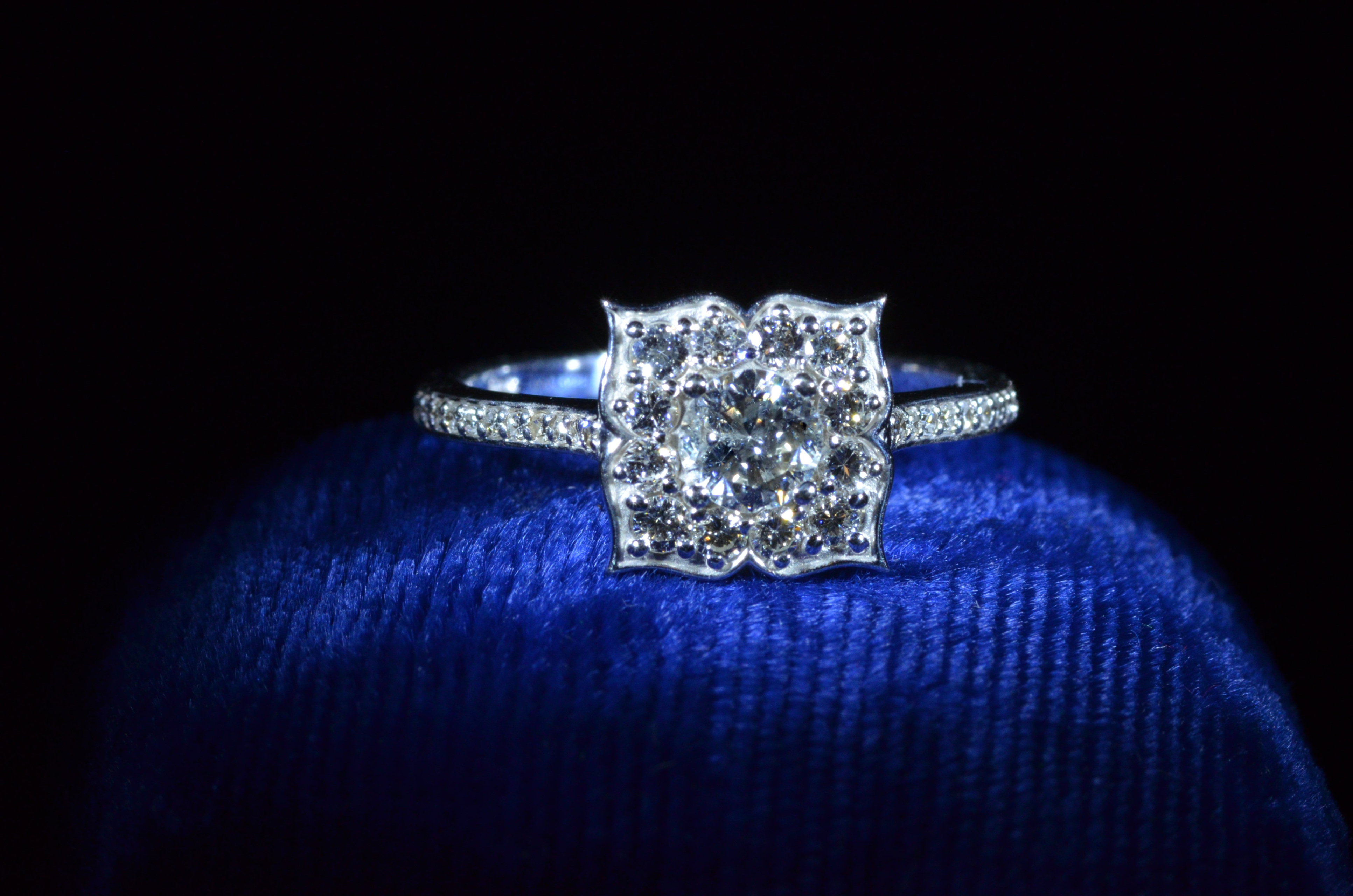 The Santa Ana: Custom Floral Engagement Ring in White Gold